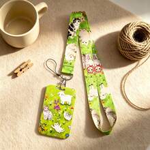 1 Piece Cute Sheep Cat Garden Lanyard ID Badge Card Holder, Neck Strap Card Cover For Students Office Travel Daily Gift - Multicolor - View 1
