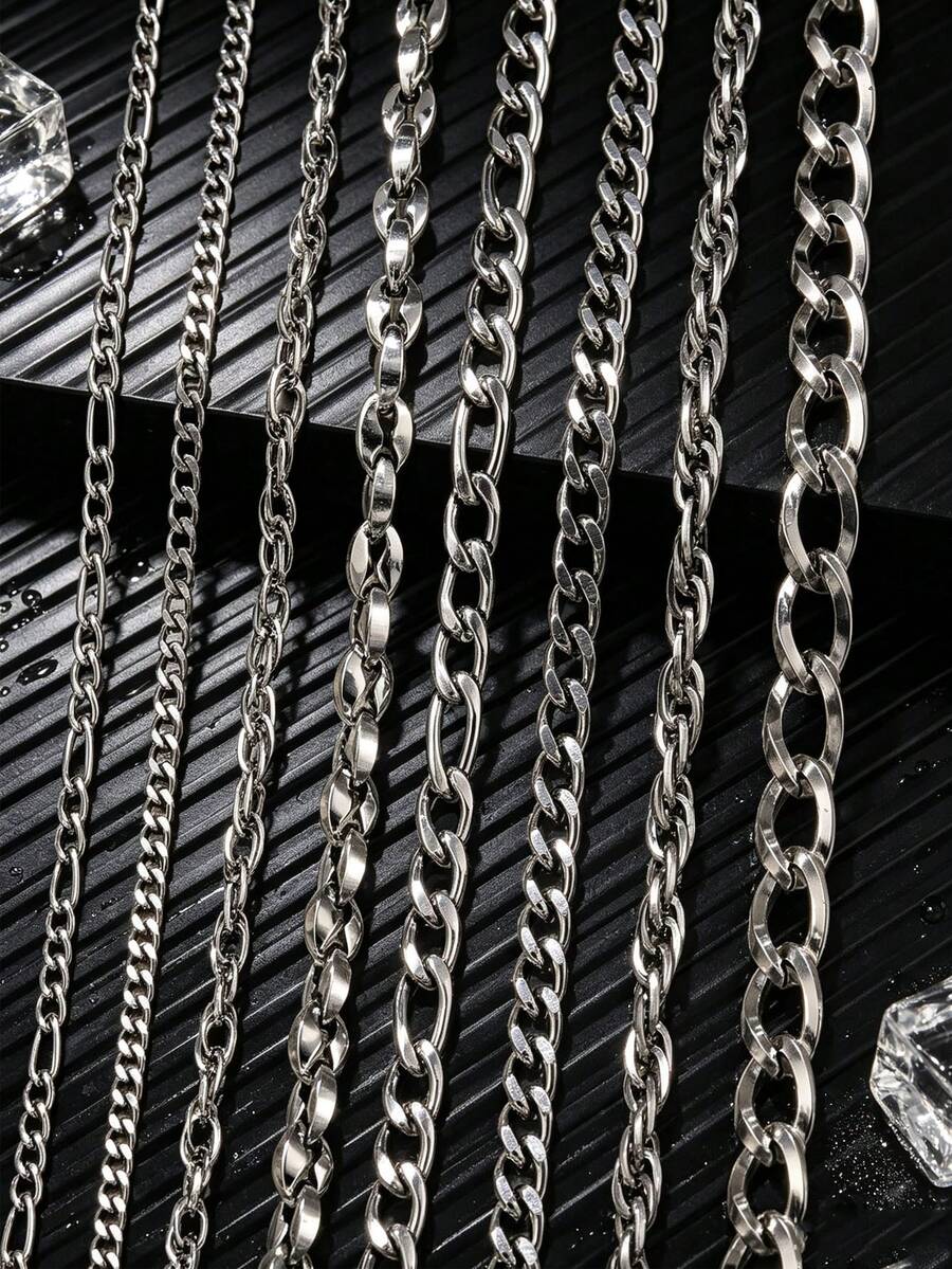1m Stainless Steel Fashionable, Minimalist Geometric Ripple Chain-Necklace, Bracelet, And DIY Jewelry-Making Supplies - Chain - View 1