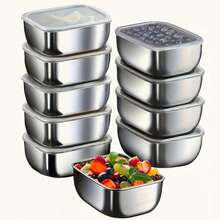 Stainless Steel Food Storage Containers, Reusable, Stackable, Leak-Proof, Suitable For Meat, Fruit, Cake, Vegetables, Seasonings, Etc. Suitable For Kitchen, Camping, Party, Etc. Kitchenware. - View 2