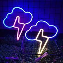 1pc LED Cloud & Lightning Neon Light Game Theme Scene Decor Wall Hanging Lamp Battery/USB Powered Romantic Fairy Light Holiday Party Children Birthday Gift Room Bedroom Decoration - Cloud Lightning Neon Sign - View 3