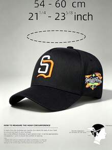 1pc Gothic Men Hats Letter S Embroidered Side World Series Printing Hat For Men Adjustable Baseball Cap Perfect For Parties Travel And Sun Protection - Multicolor - View 9