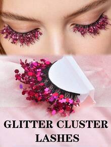 Glitter Sequins False Eyelashes, Dramatic Sparkly Strip Lashes, Colorful Shiny Fake Eyelashes For Christmas Halloween Carnival Stage Party Cosplay Eye Makeup - View 2
