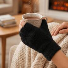 2PCS Women's Autumn/Winter Versatile Thermal Lined Warm Half-Finger Gloves, Suitable For Office, Study, Writing, Driving, Cycling, Open Finger Design For Flexible Operation | Suitable For Halloween, Thanksgiving, Christmas - Multicolor - View 8