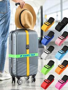 Personalized Luggage Strap, Customizable Name Hook And Loop Luggage Strap, Nylon Luggage Handle Cover, Travel Safety Luggage Belt - Multicolor - View 6