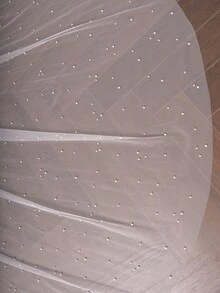 1 Pc Pearl Wedding Veil Fingertip Chapel Cathedral Length Bridal Veil With Metal Comb For Brides White Ivory - Multicolor - View 9