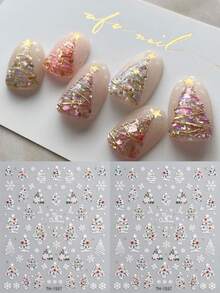Christmas Nail Art Stickers, Colorful Christmas Tree Snowflake Self‑Adhesive Nail Decals, Red Green Dots Xmas Holiday Manicure DIY Decorations For Nail Art Accessories - Multicolor - View 4