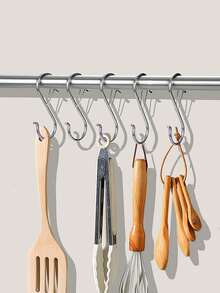 4-12pcs 3.5 Inch Heavy Duty S-Shaped Hooks With Safety Buckle, Suitable For Hanging Pots, Pans, Clothes And Bags - Wall Mounted Metal Hooks, Suitable For Kitchen, Bathroom, Garden, Practical Hooks - Multicolor - View 4