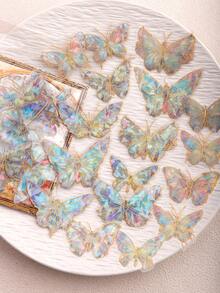 1 Pack 20pcs 3D Gold Foil Laser Butterfly DIY Decorative PET Stickers For Scrapbooking - Multicolor - View 1