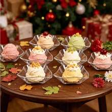 Wavy Square Snack Dish, Transparent And Fresh Texture, Comes With Matching Small Spoon, Suitable For Serving Fruits, Mousse Pudding, Cold Appetizers And Desserts, Perfect For Cold Buffet, Tea Break Party, Home Gathering Platter, Unique And Elegant Design, Easily Enhances Table Display Style, Creates Exquisite Food Presentation Effect - Transparent - View 5