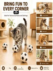 1/2/4pcs Cat Soccer Ball Toys - Interactive Rolling Ball, Suitable For Kittens And Adult Cats, Interactive Cat Toys, Self-Entertainment And Exercise For Cats And Kittens, Cat Toys, Indoor Entertainment - Multicolor - View 2