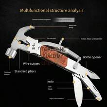 1PC Cross-Border Outdoor Best-Seller Multi-Function Mini Portable Camping Ground Stake Hammer Household Portable Emergency Combination Tool Camping Small Claw Hammer - Multicolor - View 2