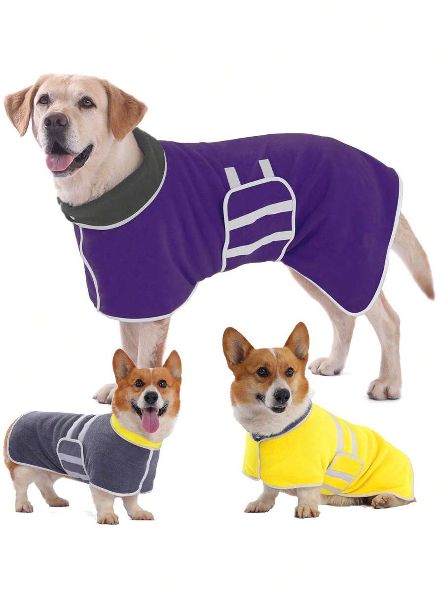 1pc Reversible Dog Absorbent Bathrobe, Plush Bathrobe, Soft And Comfortable, Quick-Drying And Adjustable, Suitable For Different Dog Breeds And Body Types, Ideal For Bathing, Swimming, Beach And Daily Care