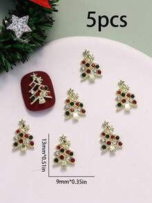 5 Metal Christmas Tree Nail Ornaments Christmas Nail DIY Nail Supplies - Multicolor - View 7