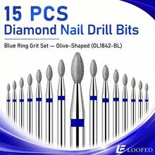 15Pcs Olive-Shaped Diamond Nail Drill Bits For Cuticle Cleaning, Dead Skin Removal & Manicure Prep - Multicolor - View 4
