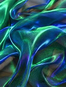 Gradient Iridescent Organza Fabric, Blue Green Holographic Water Gloss Sheer Material, Shiny Translucent Craft Fabric By The Yard For Dressmaking, Dance Costumes, Stage Wear, Wedding Decor, Party Backdrops, DIY Sewing And Fashion Design - Multicolor - View 11