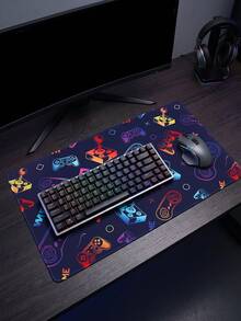 Gaming Mouse Pad, Retro Game Controller Pattern Desk Mat, Non‑Slip Rubber Base Keyboard Mouse Mat For Office Home Gaming Desk Decor - View 2