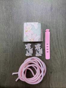 Pink TPU Flower Pattern Charger Cable Protector, Compatible With Apple 18/20W Charger, Perfect Gift For Friends - Pink - View 9