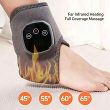 LUYAO Wireless Ankle Massager With Heating Function, Rechargeable Ankle Heating Pad Wrap, Portable Foot Massager, 5 Heating Levels And 3 Vibration Modes, 1100mAh - Grey - View 9