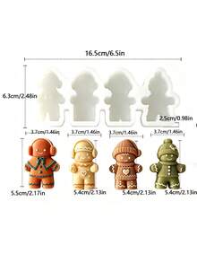 Christmas Gingerbread Silicone Mold Set With Lollipop Detail Cute Doll Shape, Durable Reusable Mold For Candle Making, Fragrance Stone, Handmade Soap, Plaster Art, Cookie Baking, Indoor Holiday Atmosphere Decoration, DIY Handmade Tools, Christmas, New Year, Holiday Gift - A - View 8