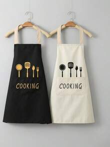 1pc Kitchen Apron Set, Unisex Printed Cooking Apron, Adjustable Neck Strap Chef Apron, Suitable For Home Kitchen Cooking, Baking And Grilling, Kitchen Essential, Christmas Gift, Women's Halloween Costume, Home Decor - Multicolor - View 7
