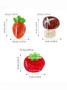3pcs Casual PVC Creative Vegetable Hair Clips Cute Tomato Carrot Shark Claw Hair Accessories For Women - Multicolor - View 8