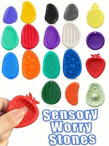 12pcs Finger Sensory Stones: Soft-Touch Hand Massager, Suitable For Teenagers, Hand Training Props, Random Style And Color - Multicolor - View 13