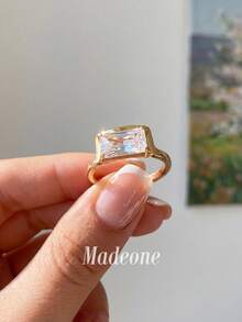 MADEONE 1件時尚簡約幾何設計戒指，適合女性日常通勤穿戴，也可作為裝飾戒指或派對配件，珠寶禮物 - 款式1 - 查看 2
