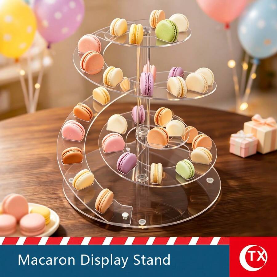 Acrylic Macaron Tower,Transparent Circular Macaron Display Stand,Dessert Cake Stand Tray,Suitable For Birthdays And Weddings And Hospitality Party Gift Giving - Multicolor - View 1