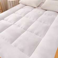 1‑Piece White Grid Quilted Pet Bed, Modern Style Polyester Rectangular Cushion, Stitched Edge Soft Support Sleeping Mat For Dogs Cats, Indoor Bedroom Floor Use All‑Season Pet Supplies - White - View 11