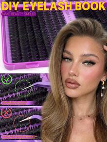 576/592/640pcs D Curl Fluffy False Eyelashes Set, Dense Voluminous DIY Segmented False Eyelashes, Includes Tools, Enlarges Eyes, Lightweight And Reusable, Large Capacity Single Cluster Eyelashes Set, Soft Natural Mixed Style Eyelashes - Multicolor - View 8