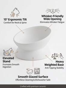 Non-Slip Tilted Ceramic Pet Bowl With Base, Suitable For Cats And Dogs, Reduces Neck Pressure, Improves Digestion, Cute Anti-Tip Ceramic Cat Food/Water Bowl, Suitable For Indoor Cats - A - View 6