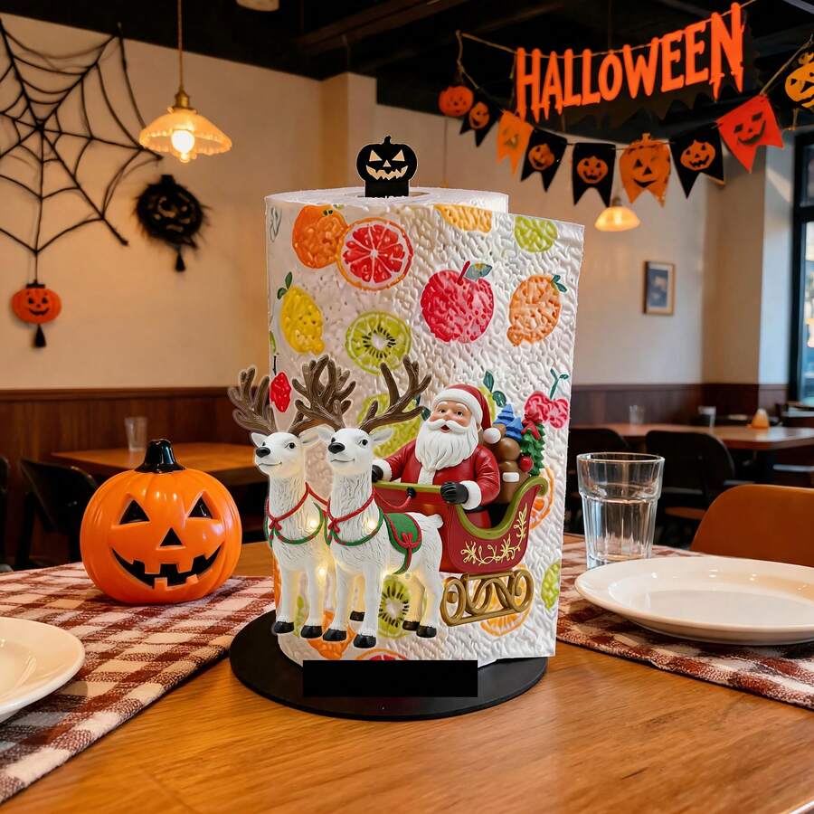 2D Creative Pattern Printed Paper Towel Holder Acrylic Material Vertical Roll Storage Rack Kitchen Dining Table Decor Ornament Simple Installation Suitable For Holiday Party Home Room Decoration (Paper Towels Not Included) - Multicolor - View 1