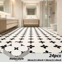 24pcs Self-Adhesive Classic PVC Floral Pattern Floor Stickers, Easy To Install, Waterproof And Stain-Resistant, Thick And Durable, Economical And Affordable, Suitable For Living Room, Bedroom, Kitchen, Bathroom Floor And Wall Renovation Decoration - Multicolor - View 9