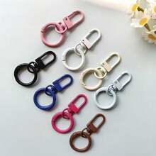 8pcs New Macaron Color Painted Door Buckle Spring Clip Keychain Pendant, Creative Colorful Ring Bag Accessory (Random Color) - Multicolor - View 6