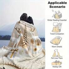 Luxury Christmas Deer Printed Flannel Blanket, Soft Warm Throw Blanket, Christmas Blanket Autumn Home Decor - Multicolor - View 9