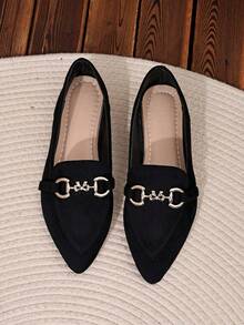 Women's Daily Versatile Fashion Flat Shoes - Black - View 3