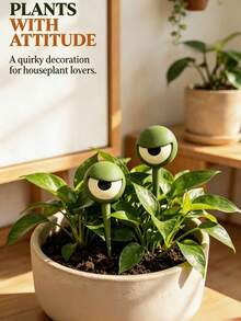 3D Printed Big Eye Plant Stake, Funny Eye Flower Pot Decoration Plug-In, Mini Garden Sculpture Ornament, Quirky Potted Plant Accessory, Desktop Home Office Decor, Gift For Plant Lovers - Multicolor - View 3