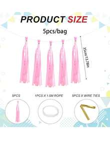 1/2/3bags Pink Iridescent Paper Tassel Garland, Shimmer Metallic Fringe Banner Birthday Bridal Shower, Wedding Backdrop Decorations (Gift Box Packaging) - Iridescent Paper Tassel Pink - View 10