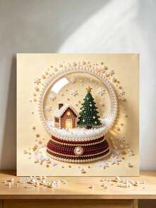 DIY Christmas Pearl Painting Art Set Frameless, Christmas Pearl Art Craft Adult Beginners, Crystal Ball Manual Painting Set For Home Wall Decoration. - A - View 8
