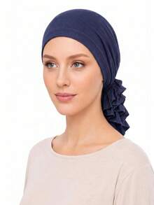 1pc Women's Solid Color Elastic Headscarf Inner Layer, Soft Modal Knit Headwrap Hat, Back Ruffle Elastic Hairband, Non-Slip Lining Scarf, For Daily Wear - Multicolor - View 6