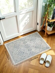 1pc Light Blue Bohemian Living Room Rug. Suitable For Kitchen, Dining Room, Bedroom, Room Holiday Decor, Indoor/Outdoor, Office, Lobby, Non-Slip Doormat, Bathroom Rug, Hallway, Study Gaming Area Rug. - Dusty Blue - View 20