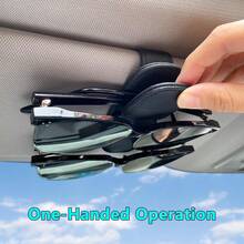 Leather Car Fashion Glasses Holder, Car Sun Visor Glasses Storage Organizer Clip, Universal Vehicle Card And Glasses Clip - Style a - View 1