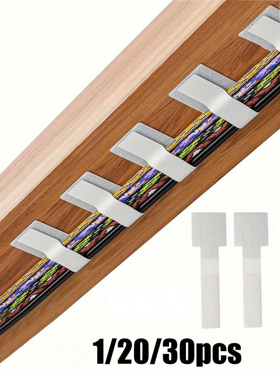 20/10pcs Solid Color Cable Management Clips, Self-Adhesive Nylon Reusable Cable Ties, Suitable For Desk, Cabinet, Home Appliance Cable Management, No-Drill Adhesive Design, Daily Use, Hook And Loop, Home Accessories, Wall Hanging, Photo Hanging, Fabric Glue, Home Decor