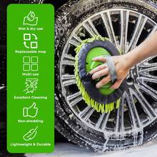 Car Wash Brush Kit With 43.3" Telescopic Handle, Car Washing Brush With Chenille Microfiber Mop Heads For Cleaning Truck, Caravan, Scratch Free - Car Wash Brush - View 3