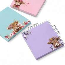 3/6/12pcs Cute Pink, Blue, Purple Floral & Animal Pattern Sticky Notes Set, Children's Sticky Notes, Suitable For Home, School And Office, Random Style - Multicolor - View 9