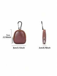 Cute Cat Print Mini PU Leather Earphone Storage Bag, Portable Zipper Coin Purse With Carabiner Clip, Keychain Pouch, Small Accessory Organizer - Multicolor - View 10