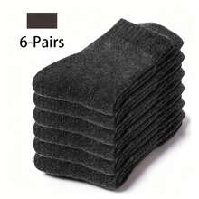 6 Pairs Unisex Winter Blended Socks, Thick Solid Color Merino Wool Socks, Warm Cold-Proof Snow Terry Socks - Multicolor - View 10