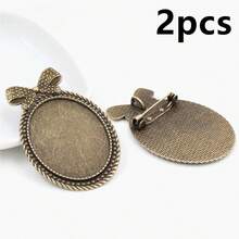 2 buah Cabochon Bros Gaya Busur 30x40mm dengan Alas Kosong, Bezel, Baki, Paduan Logam, Aksesoris Pembuatan Perhiasan DIY - Alas bros - View 7