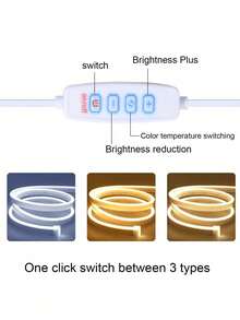 5V USB Neon Light DIY Silicone Neon LED Strip With 3-Button Dimmer, Flexible Light Strip For TV Backlight And Room Decor - 3-color Temperature - View 6