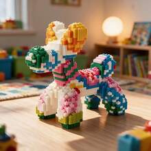 1 Set 1000pcs Colorful Contrast Butterfly Dog Building Blocks, Cute Cartoon Puppy DIY Handmade Assembly Toy, Healing Home Desktop Collectible Decor, For Teens And Adults 14+ Only - Multicolor - View 1